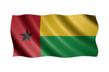 Flag of Guinea-Bissau isolated on white, 3d illustration
