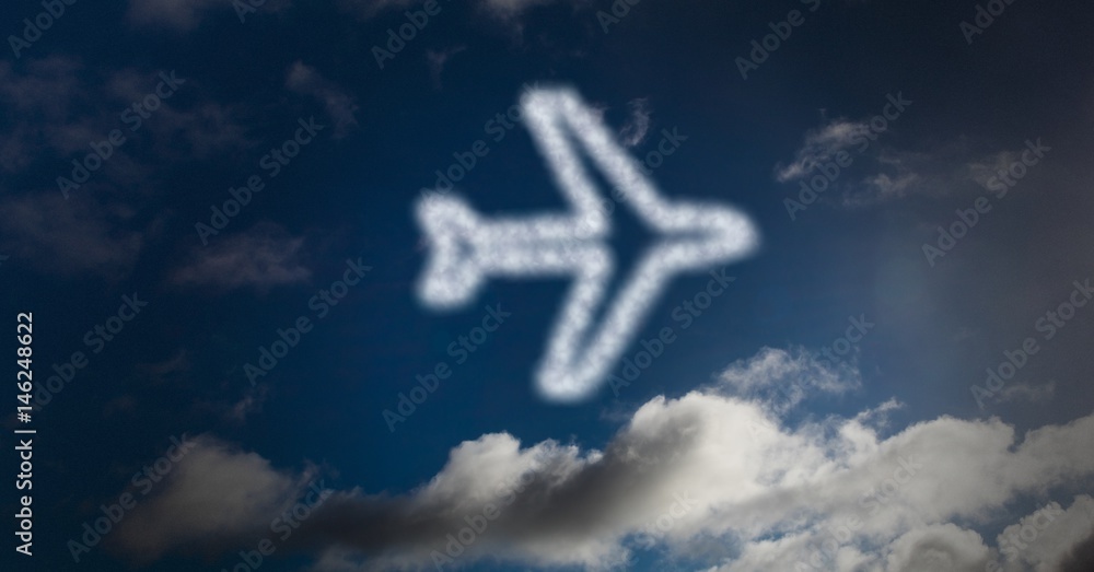 Poster digital composite image of airplane shape in sky