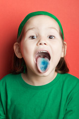 Little girl with blue tongue