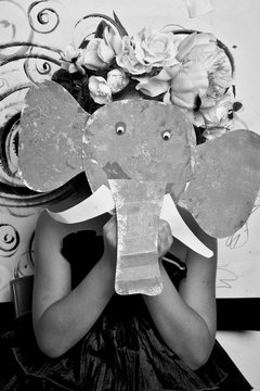 Girl with elephant mask 