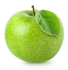 Isolated apple. Whole green apple fruit isolated on white background, with clipping path