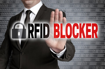 RFID blocker with matrix is shown by businessman