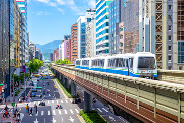 Fototapeta premium Linie Wenshan i Neihu systemu szybkiego transportu w Tajpej