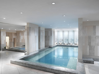 Large tile indoor swimming pool