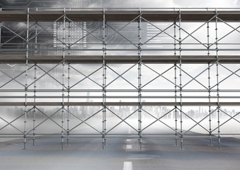 technology interface and city with 3D Scaffolding