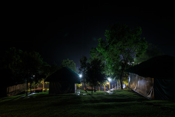 Countryside night scenery - lodge and Trees in Philippines