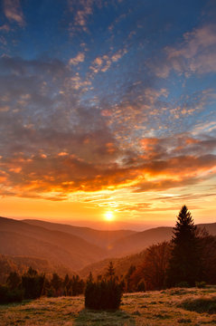 Colorful sunset in the mountain