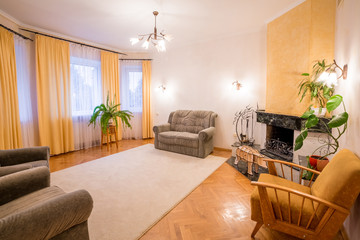 Living room with wood floor