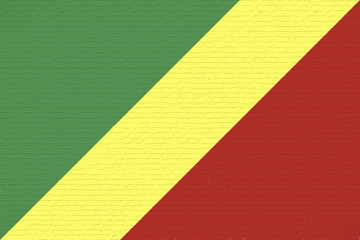 Flag of the Republic of the Congo looking like it is painted on a wall
