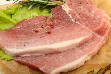 Raw pork steak