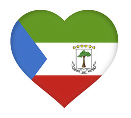 Flag of  Equatorial Guinea shaped like a Heart