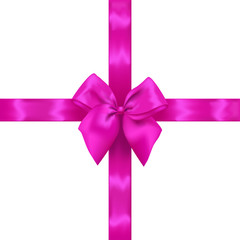 vector pink realistic bow with ribbons