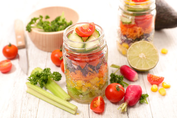 vegetarian salad in jar