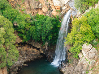 Fototapeta na wymiar Saar river waterfall, Golan Heights, North Israel