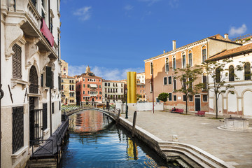 Venice cityscape with canal and the bridge over it, Italy