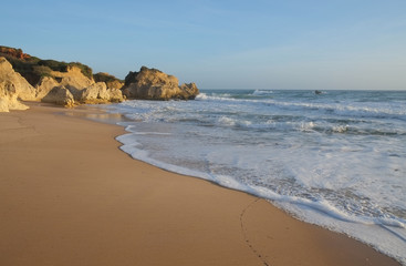 Scene captured in Chiringuitos (Gale) beach during afternoon. Algarve, Portugal