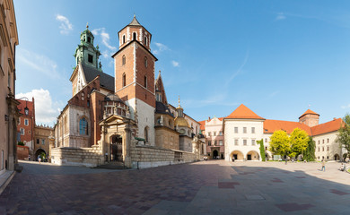 Fototapeta na wymiar View of Wawel Cathedral in cloudless sunny weather. Cracow, Poland.