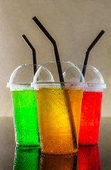 Colorful soft drinks