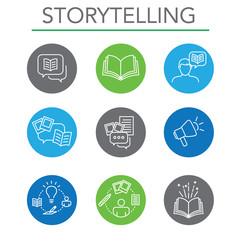 Fototapeta premium Storytelling Icon Set with Speech Bubbles
