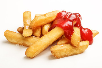 junk food with ketchup on white
