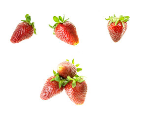 Red ripe strawberries, isolated on white background.