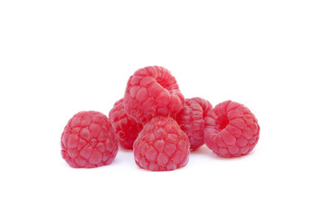 Fresh ripe raspberries isolated on white background