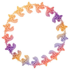 Beautiful round gradient frame. Color silhouette frame for advertisements, wedding and other invitations or greeting cards. Raster clip art.