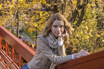 Beautiful girl in the autumn park
