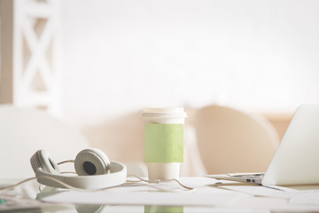 Coffee cup with sticker