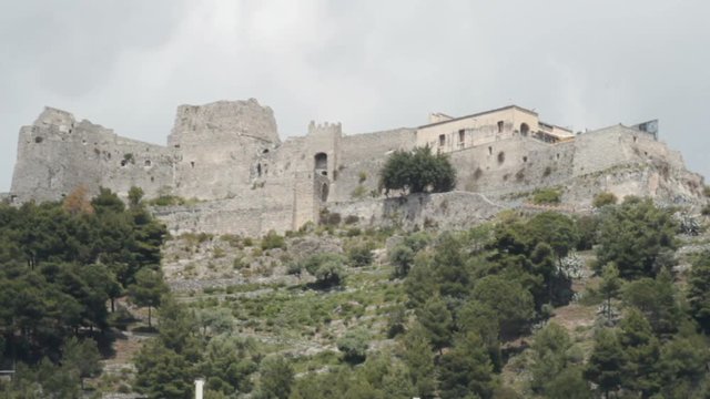 Arechi Castle famous landmark positioned 263m above the city of Salerno, Italy