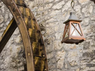 Cercles muraux Moulins Water wheel with lantern