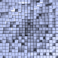 light violet Background consisting of chaotically squeezed cubes, 3d render, 3d illustration