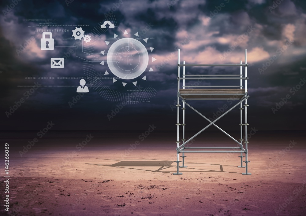 Poster technology interface with 3d scaffolding