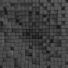Background consisting of chaotically squeezed cubes, 3d render, 3d illustration