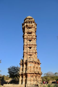 Low angle view of tower of victory