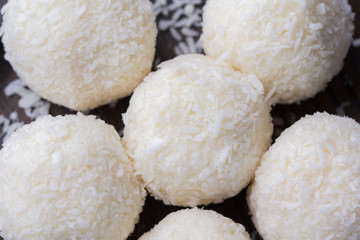 Coconut candies. macro