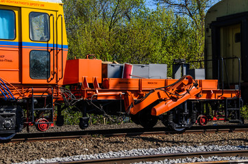 Maintenance train near new railroad track