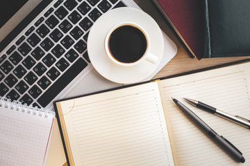 Wooden desktop with items top