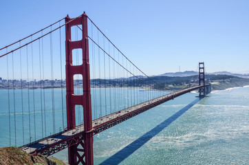 View of the San Francisco's Golden Gate Bridge from the Battery Spencer overlook