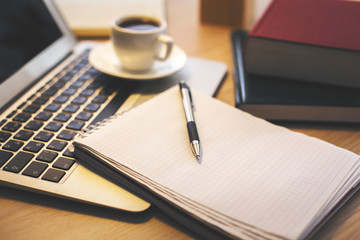 Wooden desktop with items