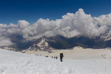 Climbing on mountain Elbrus