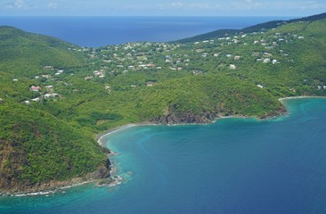 Aerial view of St Thomas in the United States Virgin Islands