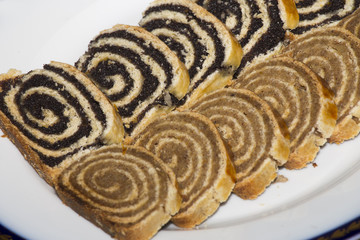 Hungarian homemade traditional walnut and poppy seeds festive sweetness