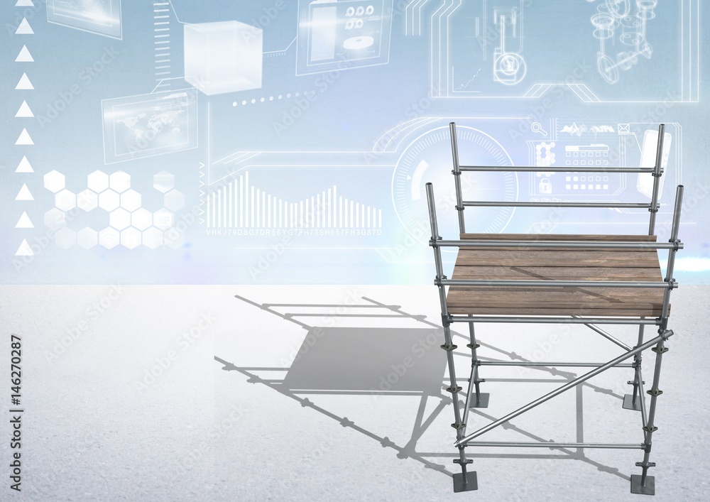 Poster technology interface with 3d scaffolding