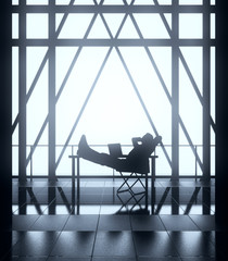 Relaxing businessperson in interior