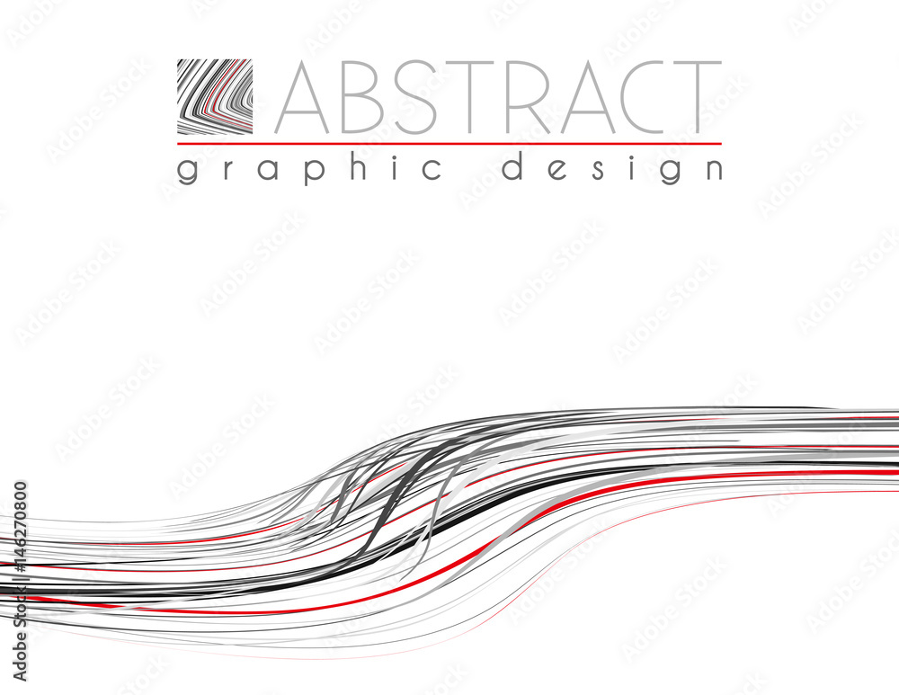 Poster Line. Abstract template of page with black, red and gray thin strips. Vector graphic design layout