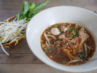 Asian Noodles with pork and pork balls, Kuay Teow Rua