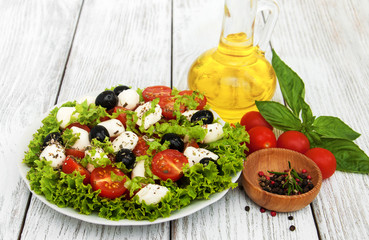 salad with mozarella cheese and vegetables