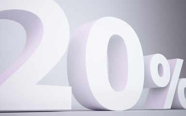 3D rendering white   20 percentage isolated white background