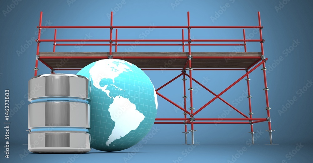 Aufkleber composite image of earth and scaffolding with earth in 3d